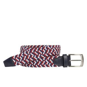 Johnston & Murphy Woven Stretch Knit Belt Red/White/Blue Size 40